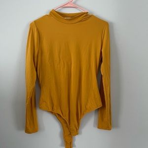 Mikey & Joey Mock Neck Mustard Bodysuit Large